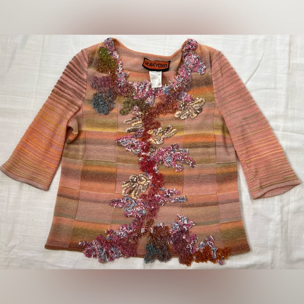 M. & KYOKO Knit Embroidered Sweater - size 1/Small